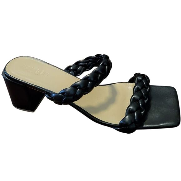 Torgeis New York Womens Square Toe Black Braid Slip On Block Heel, Size 11 - Picture 2 of 12
